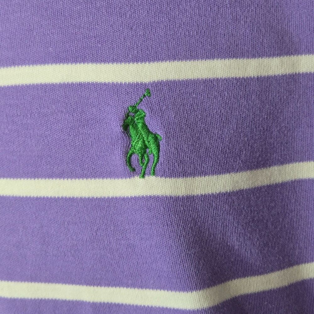 Polo Ralph Lauren Polo Shirt Mens Small Purple White Striped Green Small Pony - Picture 5 of 10